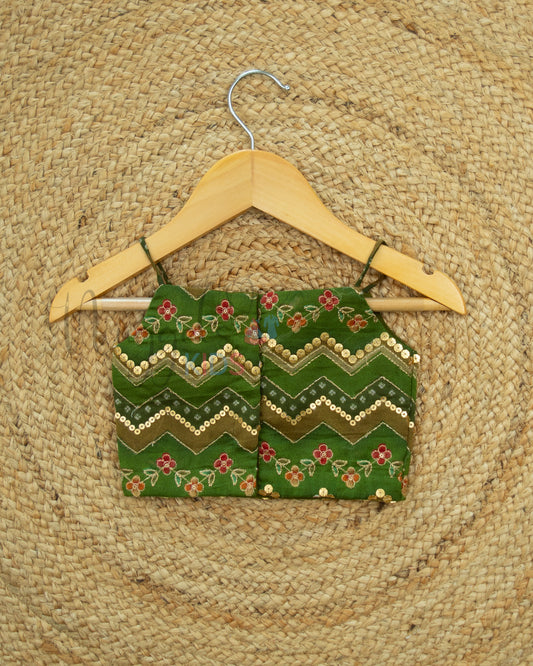 Ready to Ship: Green Designer Spaghetti Crop Top