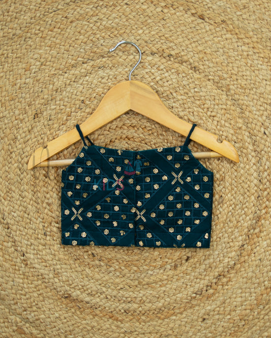 Ready to Ship: Teal Designer Spaghetti Crop Top