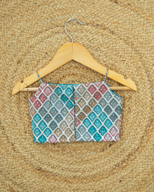 Ready to Ship: Sky Blue Designer Spaghetti Crop Top