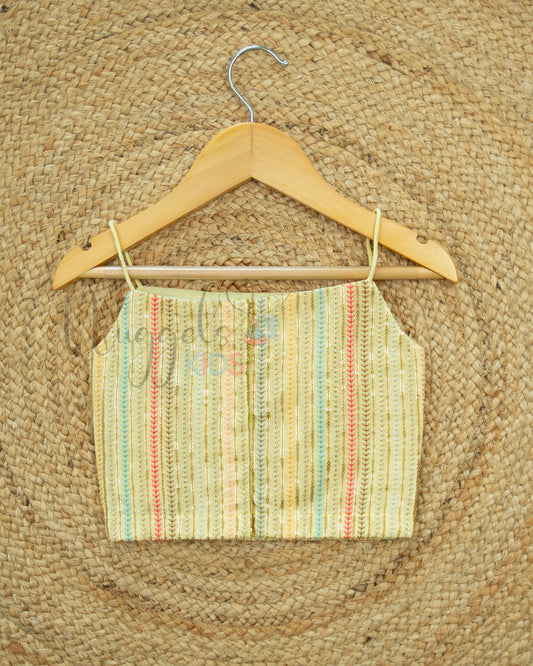 Ready to Ship: Cream White Designer Spaghetti Crop Top