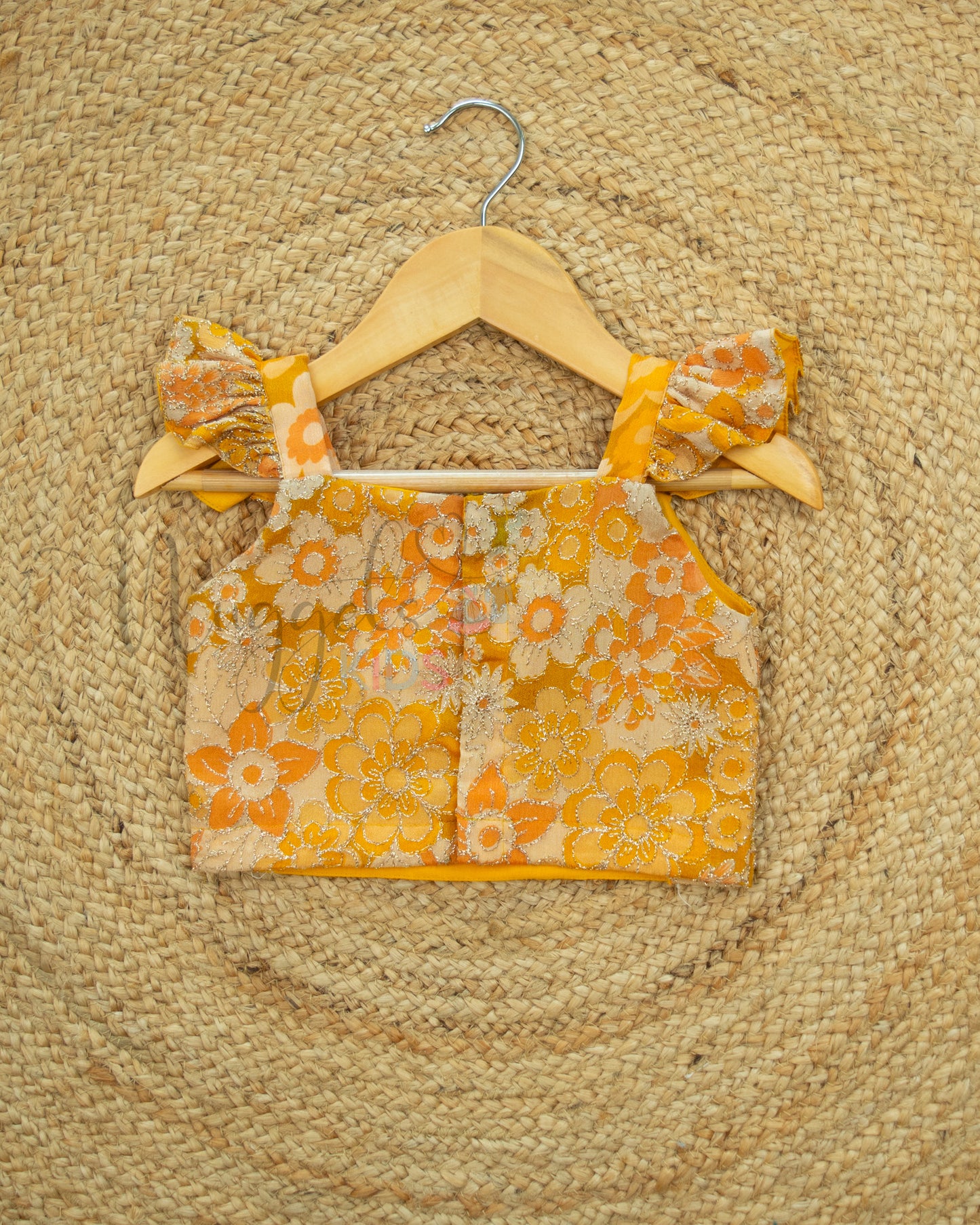 Ready to Ship: Mustard Flutter Sleeved Designer Crop Top