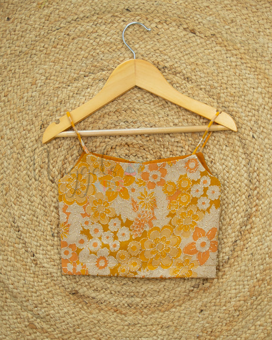Ready to Ship: Mustard Pure Chinon Designer Crop Top