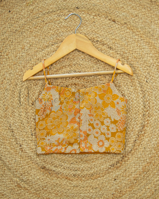 Ready to Ship: Mustard Pure Chinon Designer Crop Top