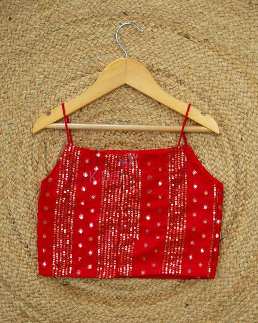 Ready to Ship: Red Designer Spaghetti Crop Top