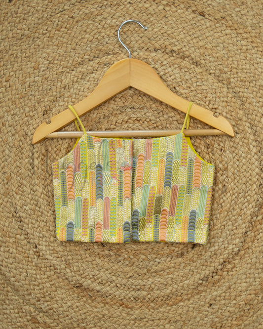 Ready to Ship: Lemon Yellow Designer Spaghetti Crop Top
