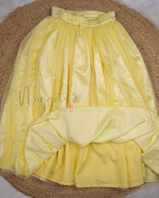 Ready to Ship: Lemon Yellow Netted Lehenga