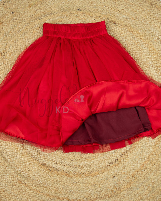 Ready to Ship: Chili Red Netted Lehenga