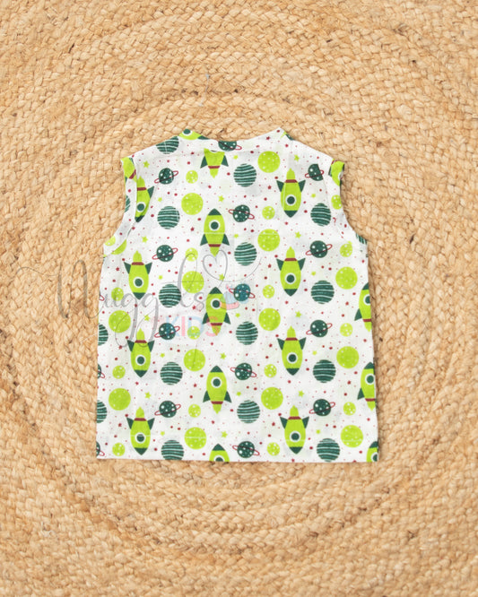 Ready to Ship: Space Time Printed Pure Cotton Jhabla with Wooden Button Detailing