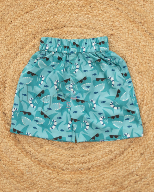 Ready to Ship: Shark Tank Printed Swiss Cotton Shorts