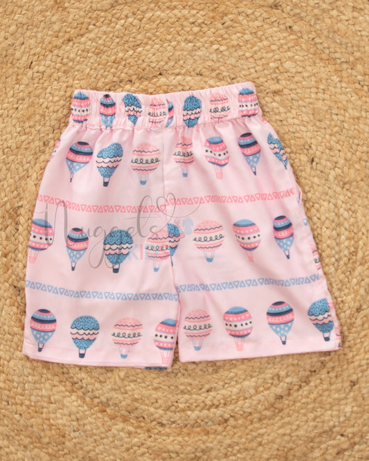 Ready to Ship: Hot Air Blloon Swiss Cotton Shorts