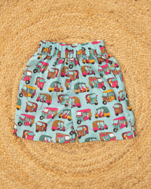 Ready to Ship: Indian Autos Printed Swiss Cotton Shorts