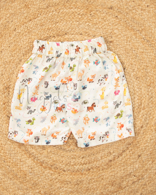 Ready to Ship: Wild Animals Printed Swiss Cotton Shorts