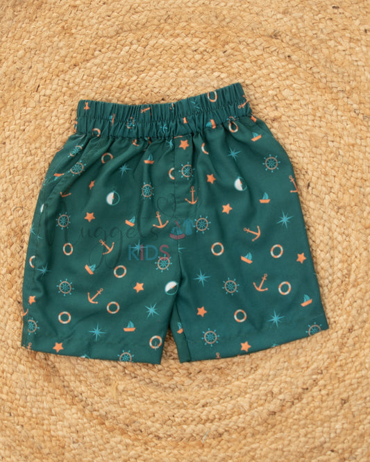 Ready to Ship: Maritime Printed Swiss Cotton Shorts