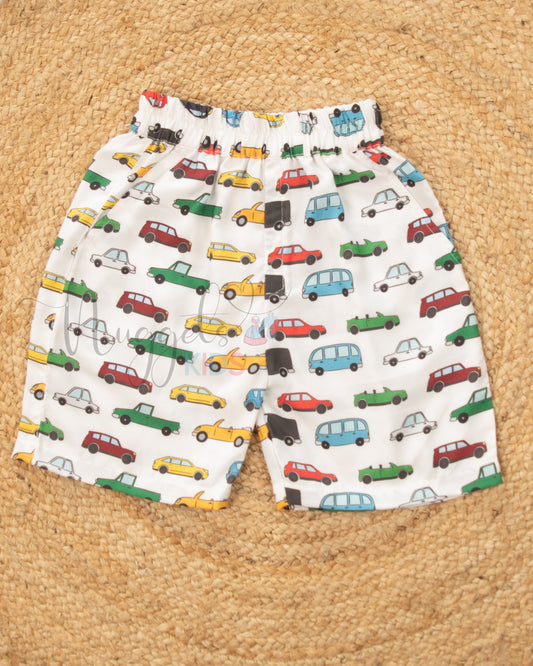 Ready to Ship: Cars Printed Swiss Cotton Shorts