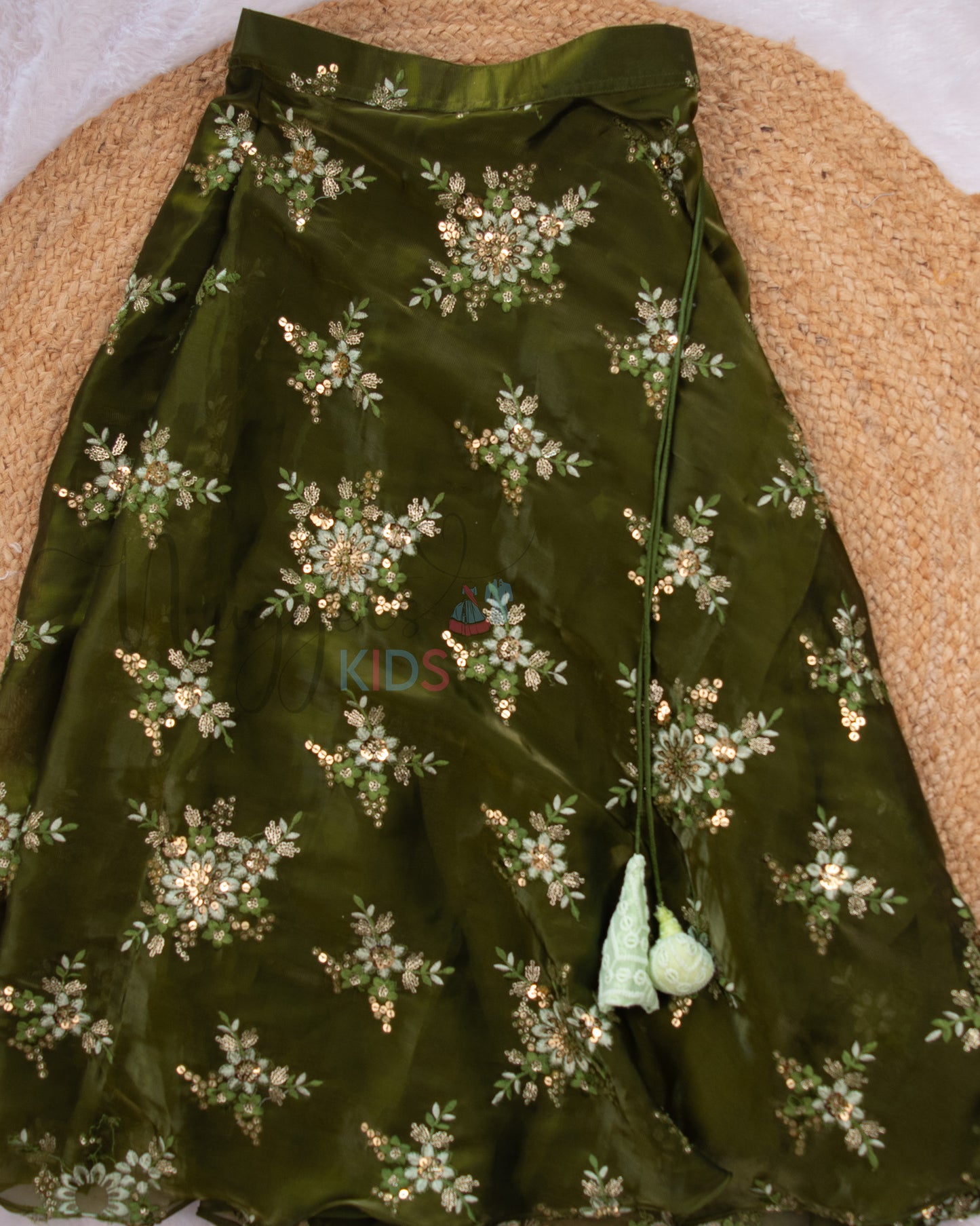 Ready to Ship: Pista Green And Forest Green Designer Top and Net Lehenga