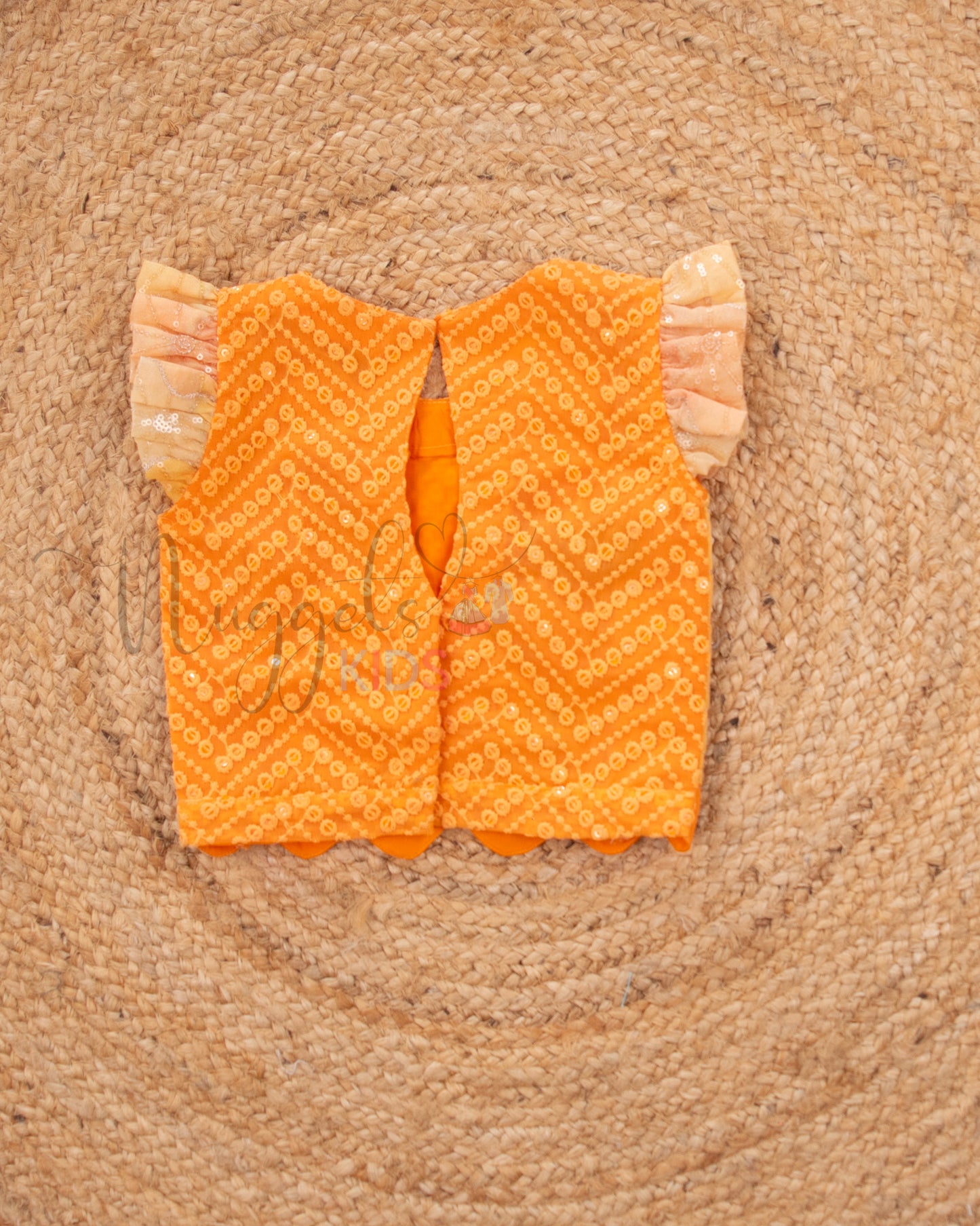 Ready to Ship: Orange And Yellow Designer Top and Net Lehenga