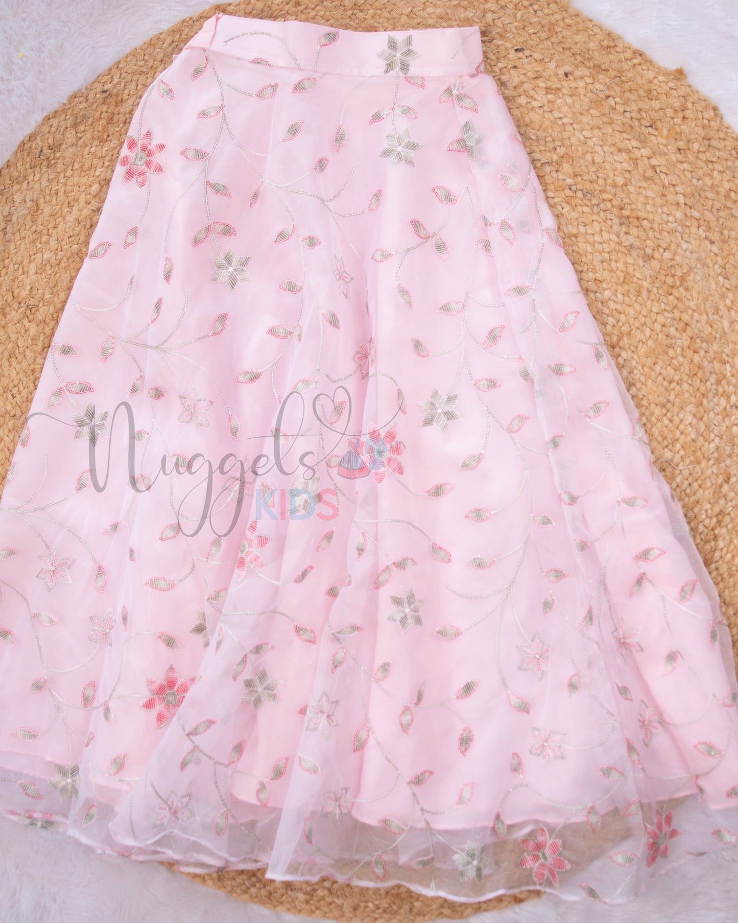 Ready to Ship: Baby Pink Designer Lehenga With Cute Bow and Puff Sleeve Detailing