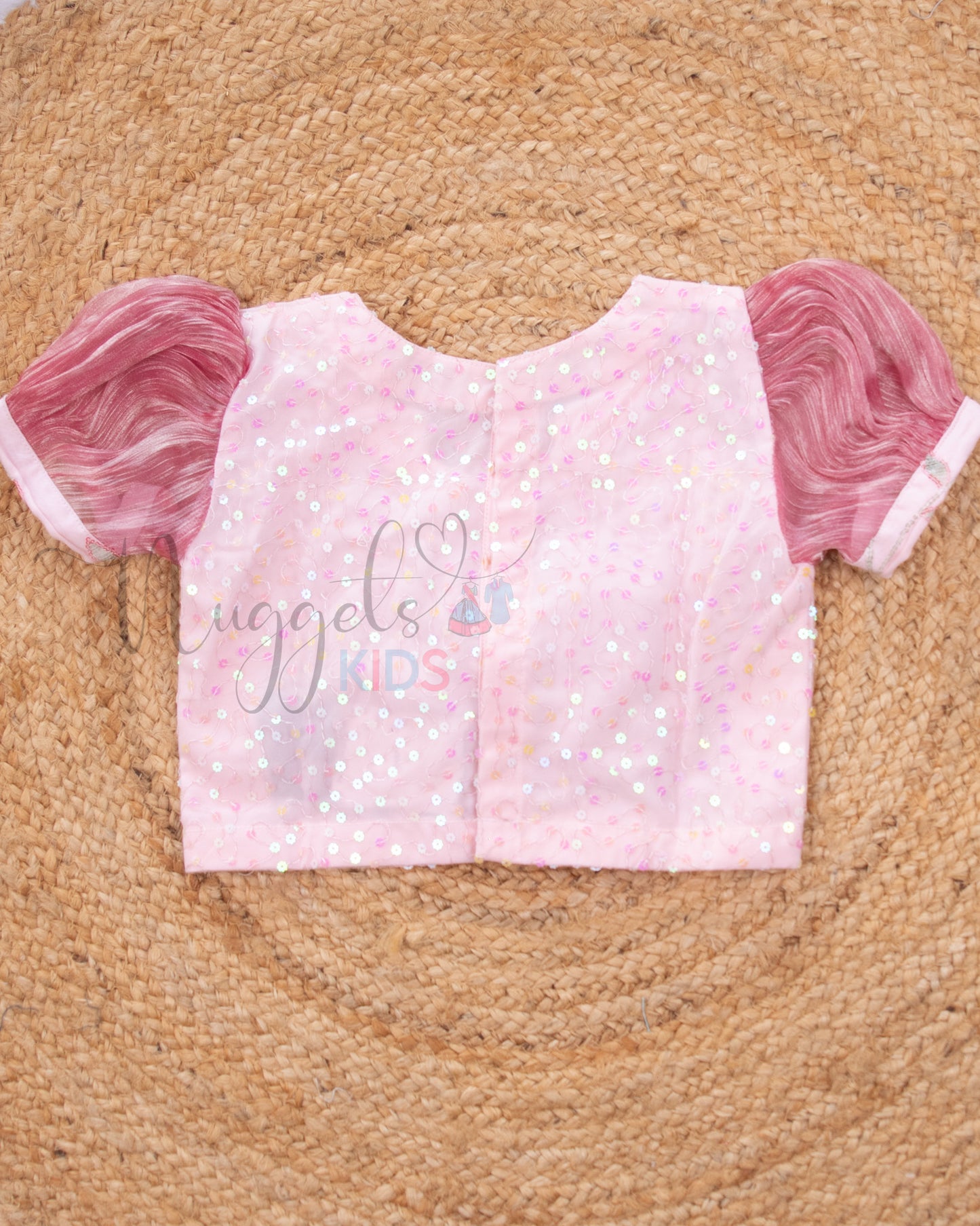 Ready to Ship: Baby Pink Designer Lehenga With Cute Bow and Puff Sleeve Detailing