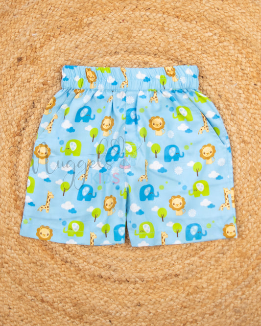 Ready to Ship: Jungle Lions Printed Swiss Cotton Shorts
