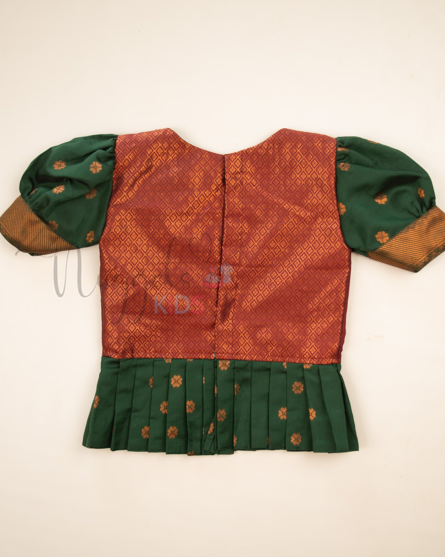 Ready to Ship: Maroon and Green Aari work V neck Blouse Pattu Pavada Set