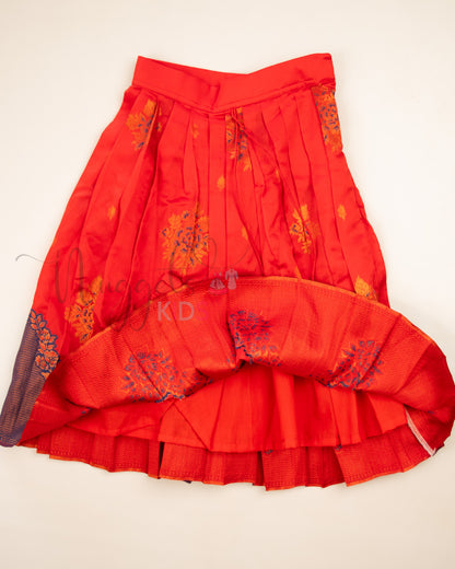 Ready to Ship: Red and Blue Designer Pattern Blouse Pattu Pavada Set