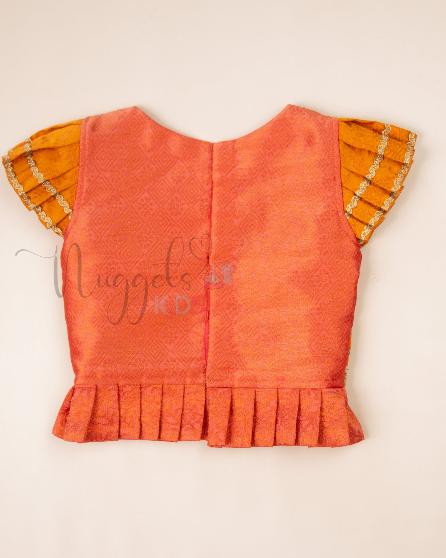 Ready to Ship: Orange and Pink Aari work Blouse Pattu Pavada Set