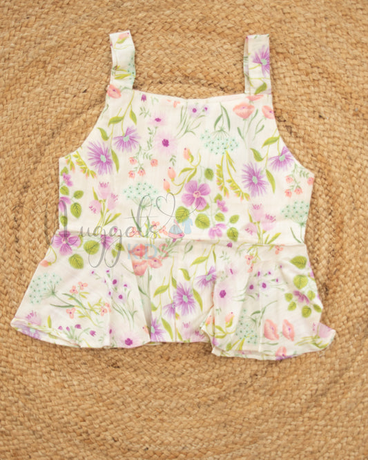 Ready to Ship: Lemonish Offwhite Linen Cotton Shorts Set with Loose Fit Shorts with statement Ruffles