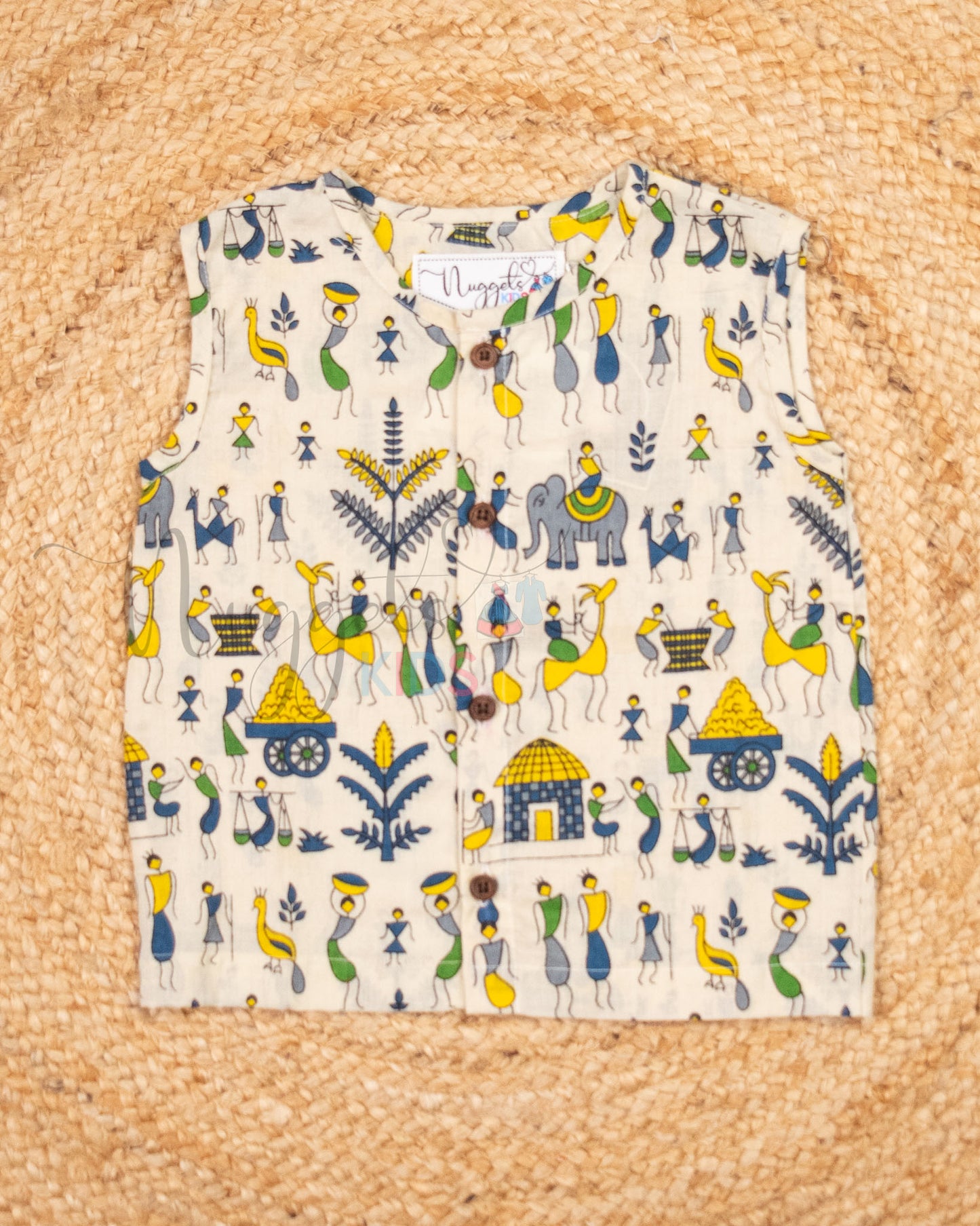 Ready to Ship: Worli Printed Jhabla and Shorts Set Made of 100% Pure Cotton