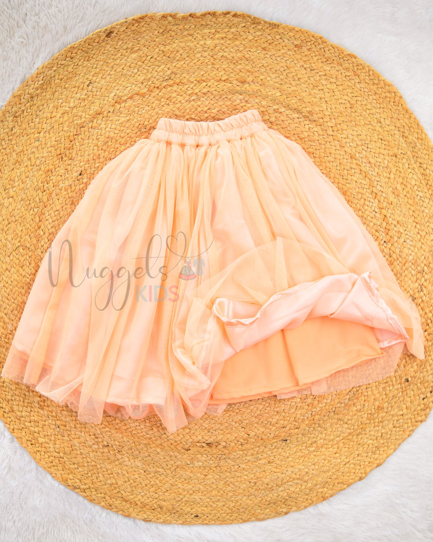 Ready to Ship: Coral Pastels Netted Lehenga