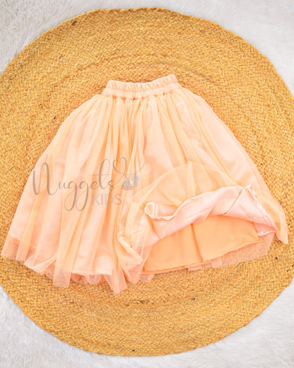 Ready to Ship: Coral Pastels Netted Lehenga