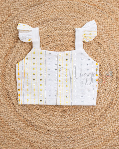 Pre Order: Yellow and white Top and Skirt