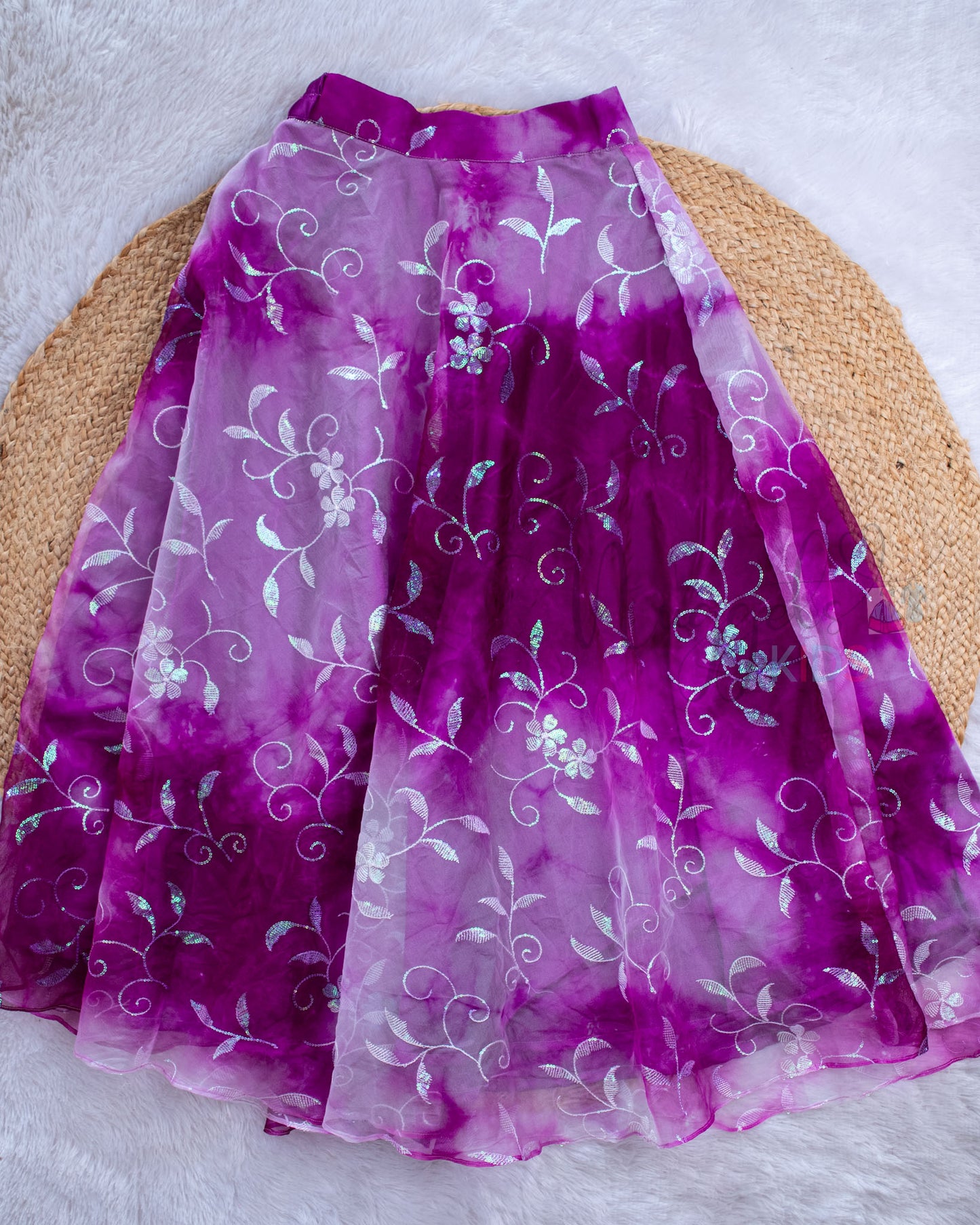 Pre Order: White Halter Top and Tie Dye Lehenga Skirt