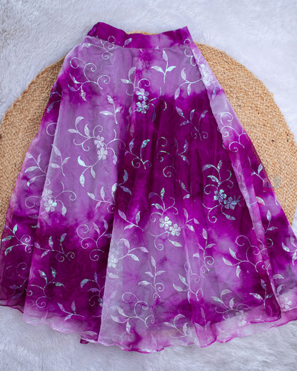 Pre Order: White Halter Top and Tie Dye Lehenga Skirt