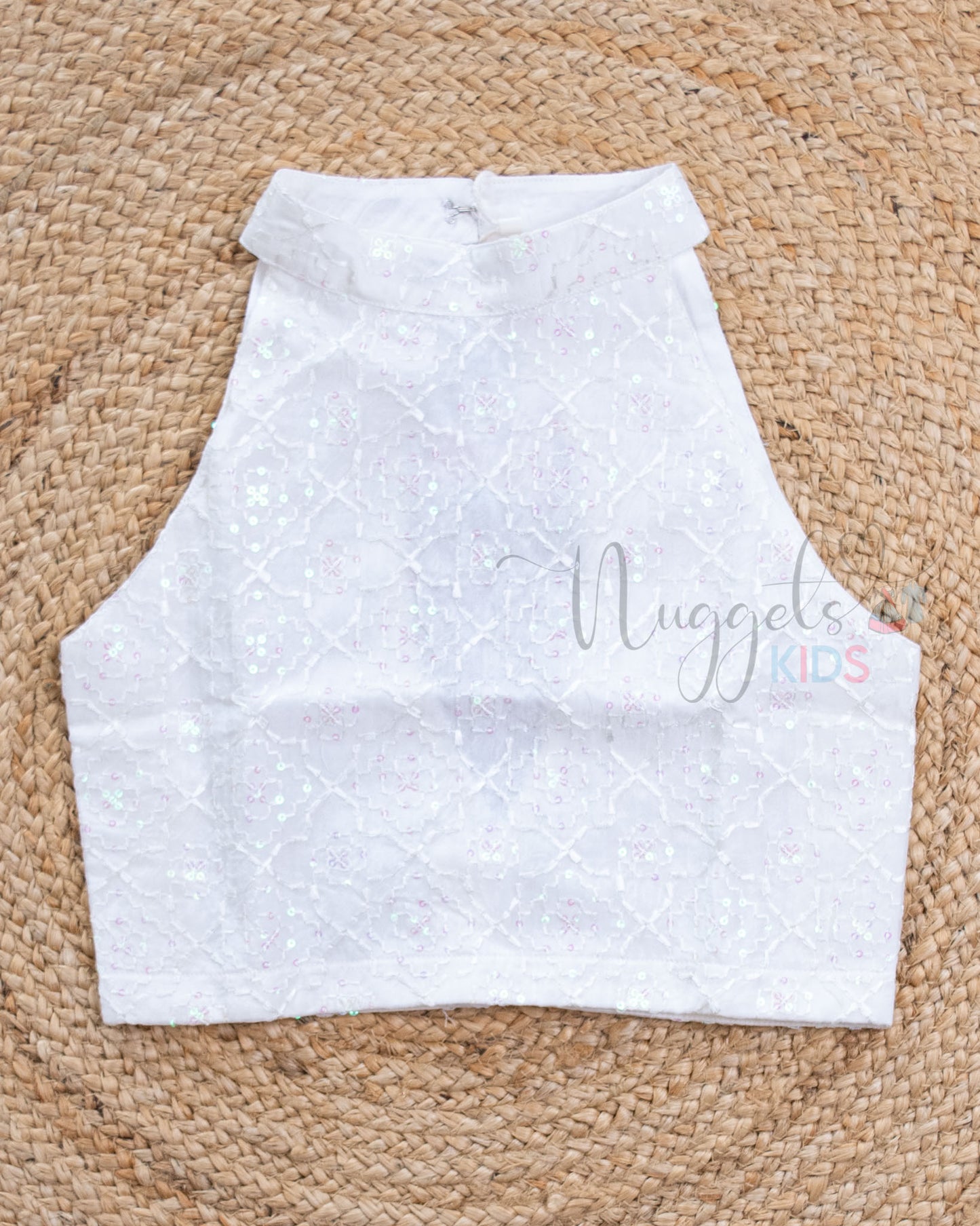 Pre Order: White Halter Top and Tie Dye Lehenga Skirt