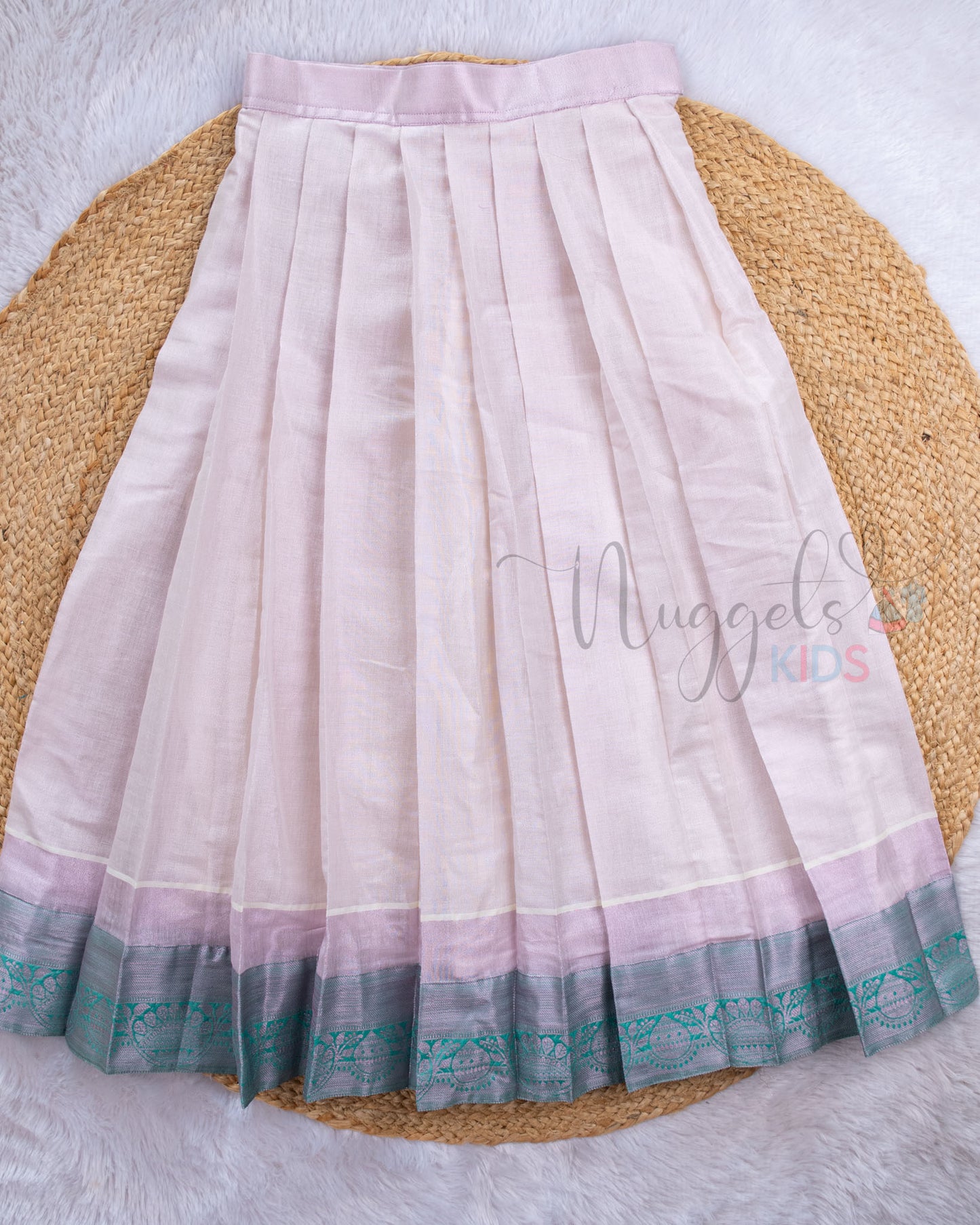 Pre Order: Turquoise Semi Silk Top and Lehenga