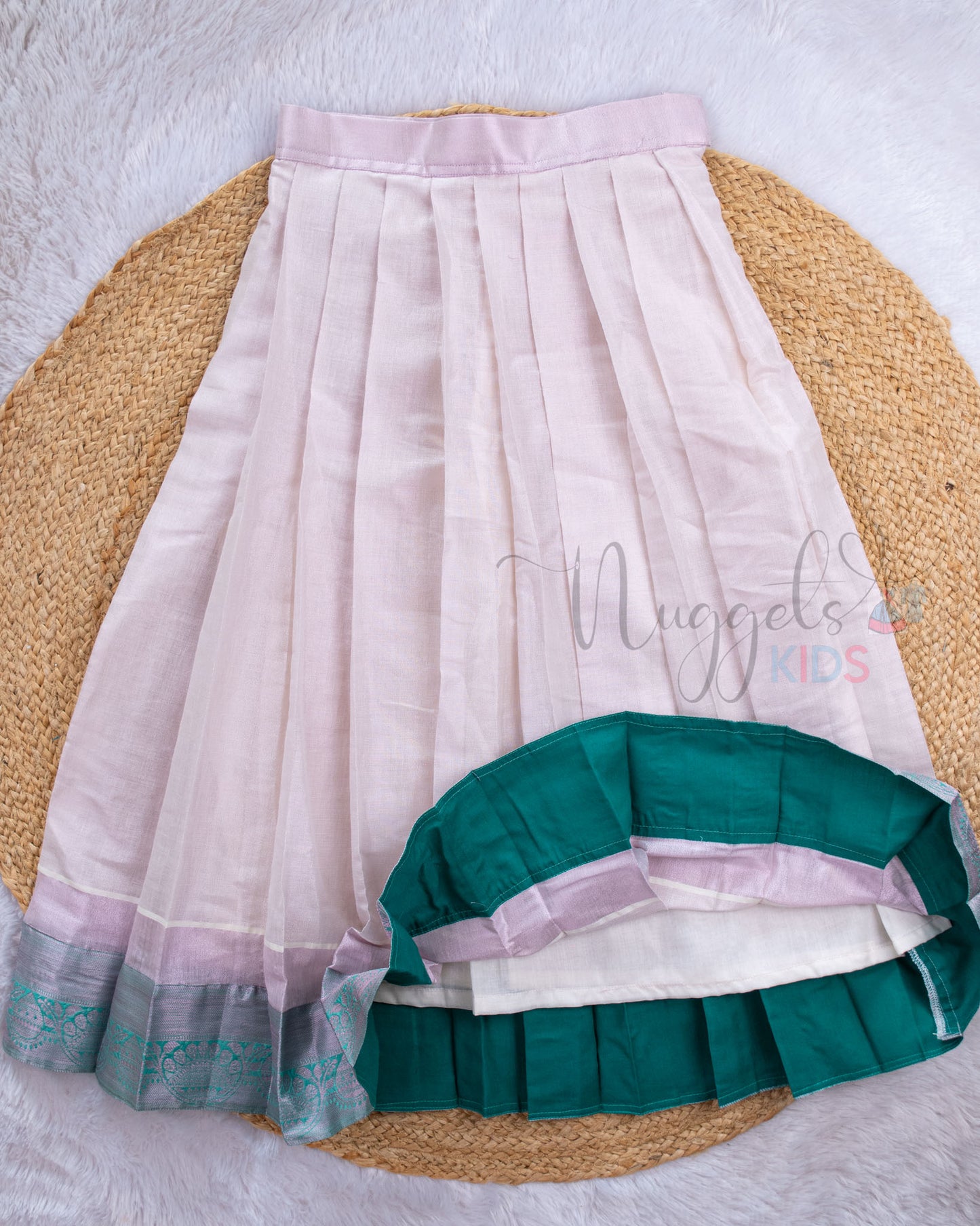Pre Order: Turquoise Semi Silk Top and Lehenga