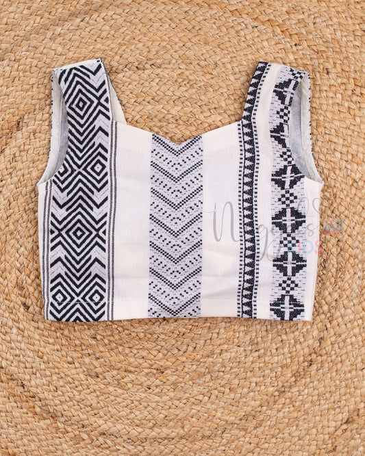 Pre Order: Black Handloom Cotton Top and Netted Skirt