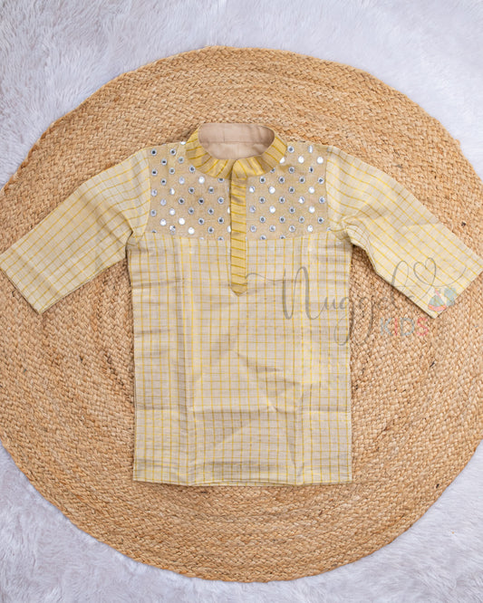 Pre Order: Golden Kasavu Kurta Dhodi set