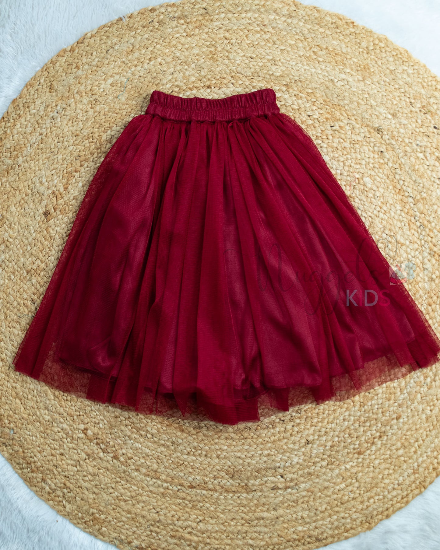 Ready to Ship: Burgundy Netted Lehenga