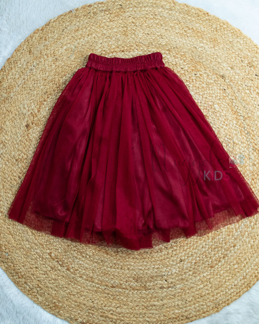 Ready to Ship: Burgundy Netted Lehenga