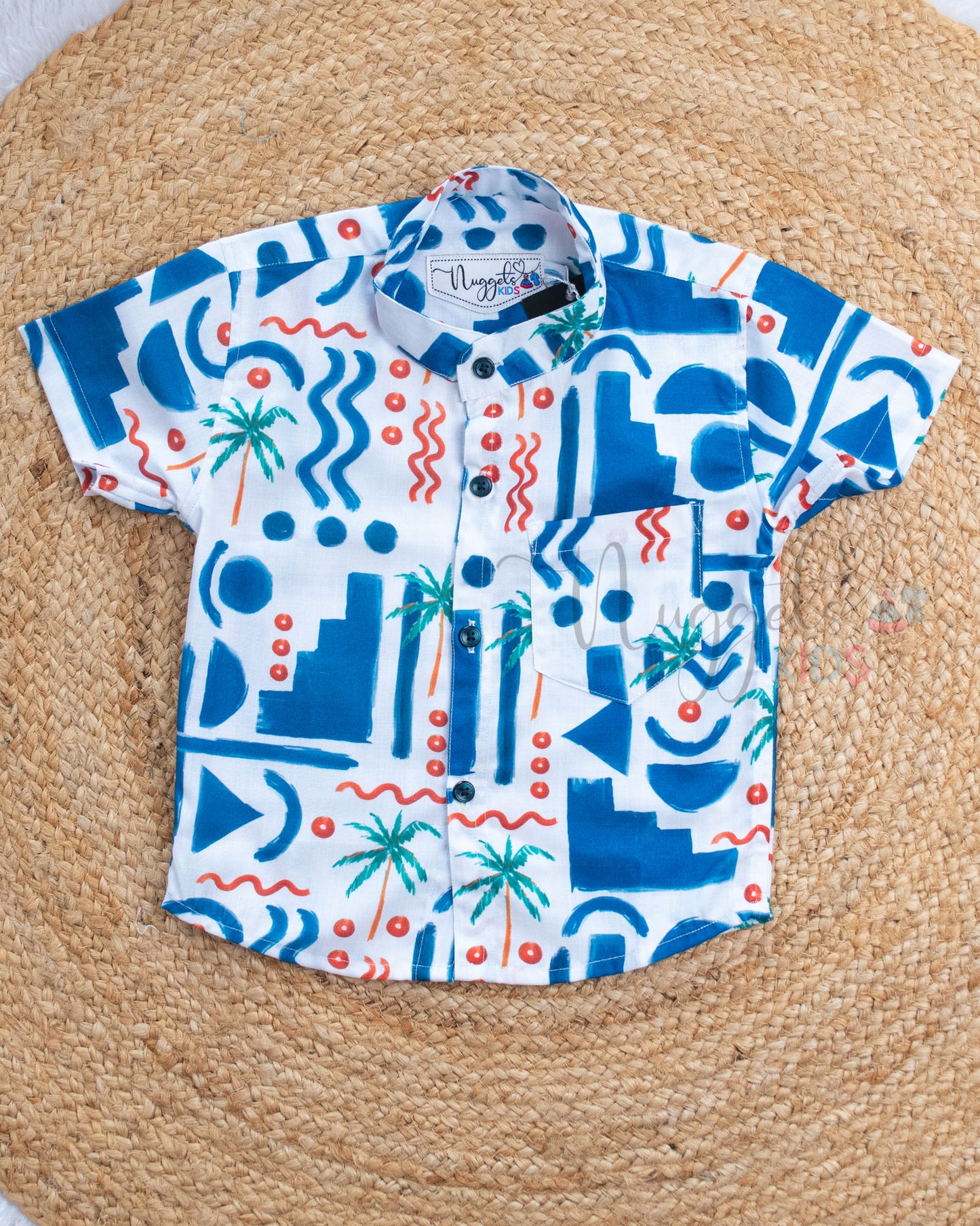 Ready to Ship: Waveline Palm Linen Viscose Cotton Co-ord Set